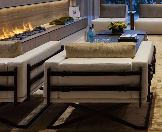 Rome Chair modern armchairs with light cushions and dark metal frames for stylish living rooms