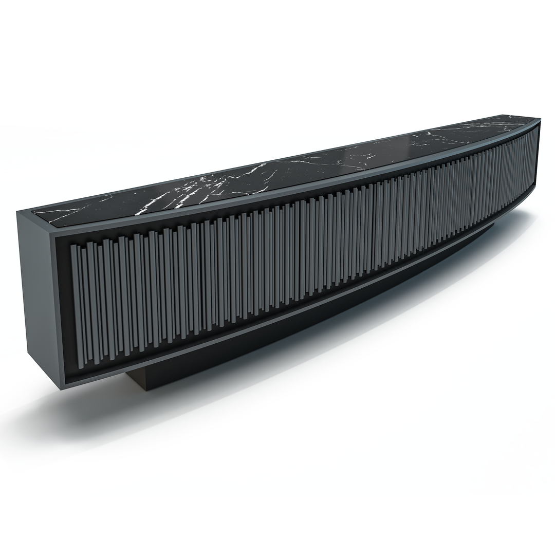 Anthracite Agathon Long Cambered Credenza - ARDITI COLLECTION®