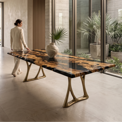 Black Pheraea Olive Wood Dining Table