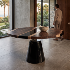 Black Asolo Walnut Round Table