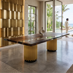 Evohe Walnut Wood Rectangular Dining Table