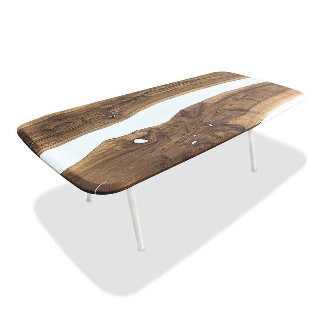 White Elysion Walnut Wood River Dining Table - ARDITI COLLECTION®