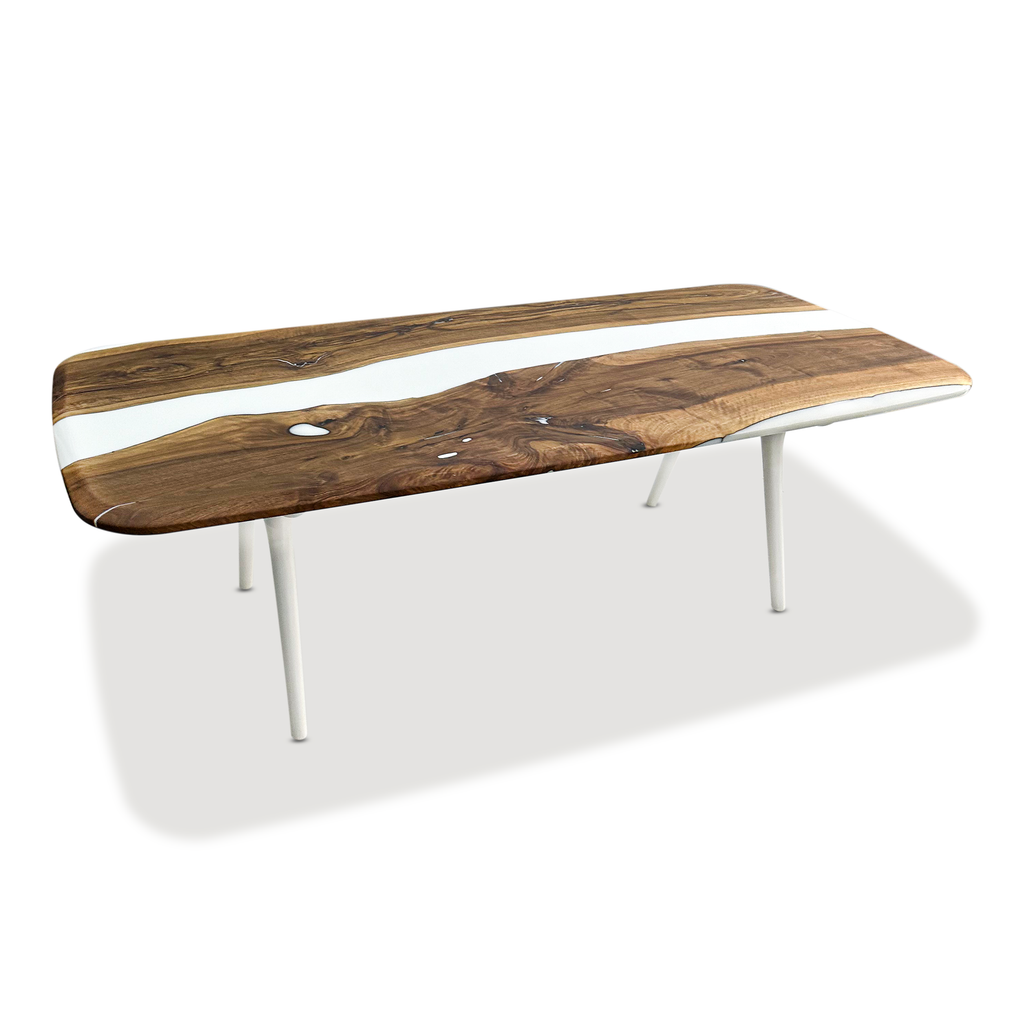 White Elysion Walnut Wood River Dining Table - ARDITI COLLECTION®