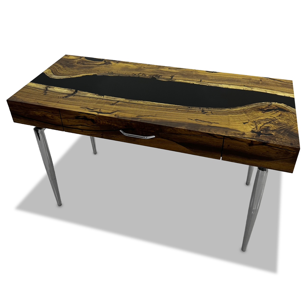 Black Harmonia Walnut Wood River Desk - ARDITI COLLECTION®