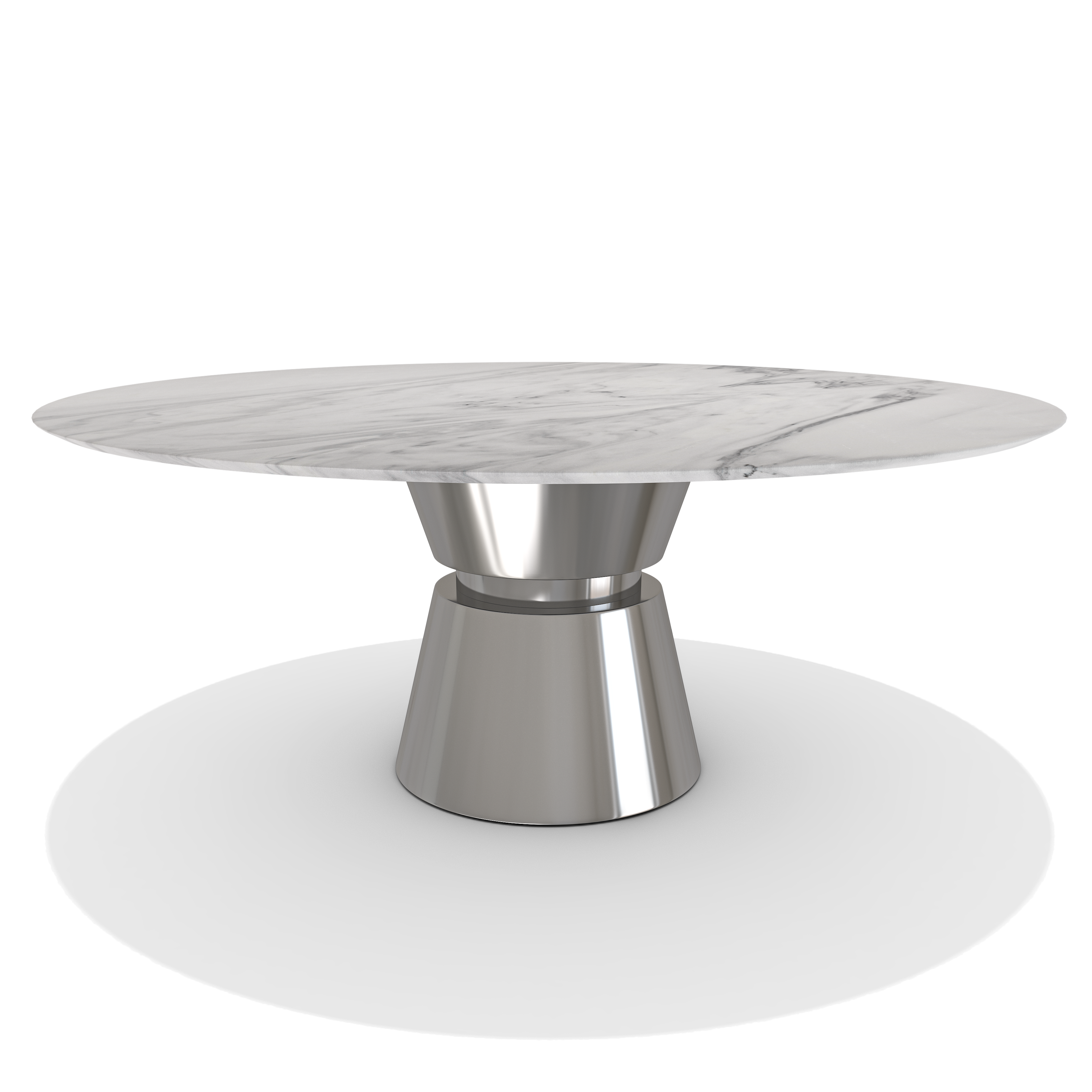 Chrome Lunara Metal Resin Round Dining Table