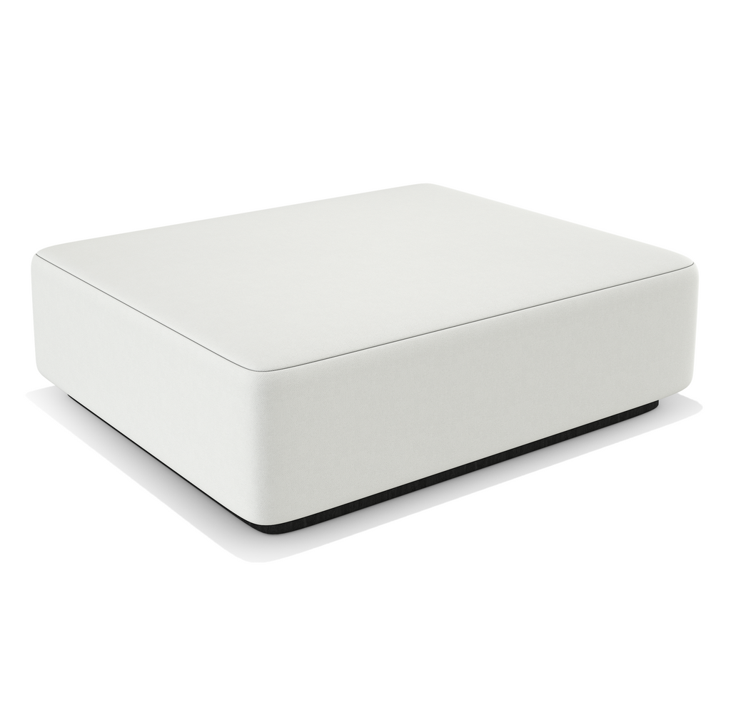White rectangular ottoman with rounded edges and black base from Arditi Collection® Orpheus Sectional Outdoor Set