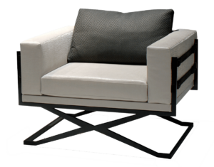 Rome Chair modern armchair with cream upholstery and black metal frame for stylish comfort