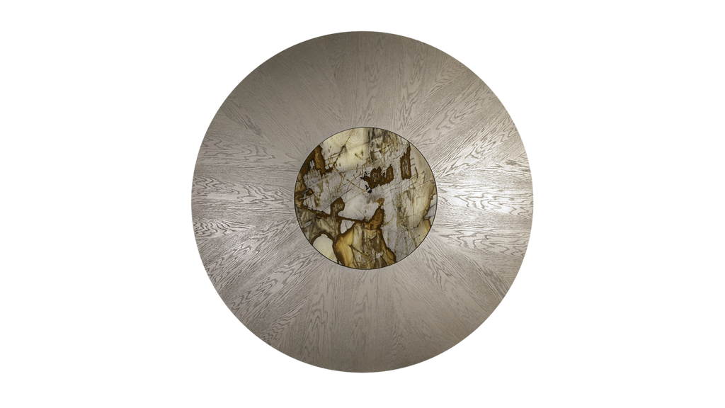 Vienna Round Table circular mirror with patterned reflective surface and abstract center