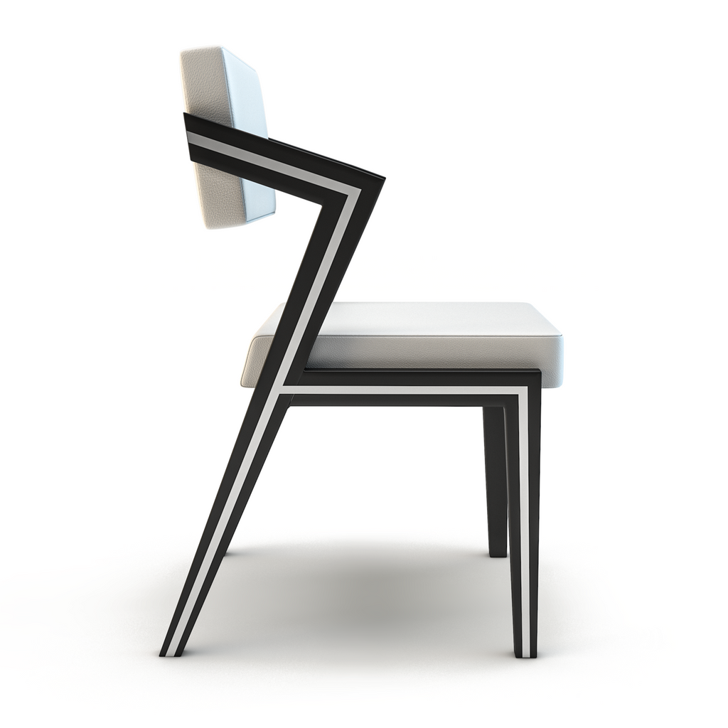 Black Vernazza Exclusive Dining Chair with white cushioned seat and black frame