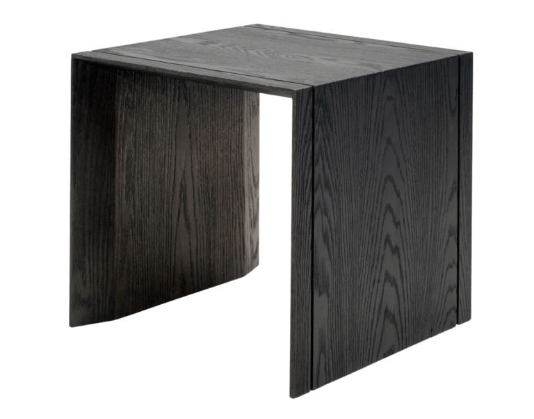 Dark gray Vienna End Table with U-shaped wooden accent design