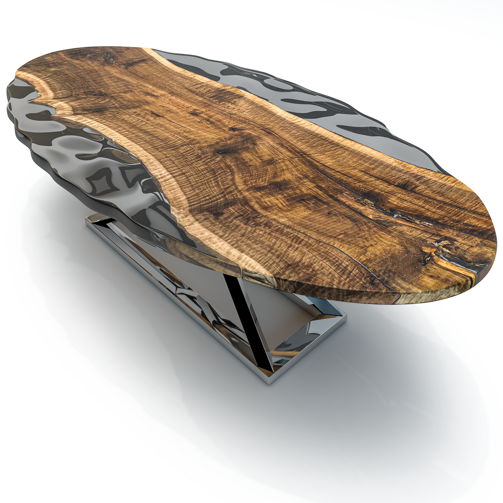Abruzzo Walnut Wood Wavy Ellipse Dining Table - ARDITI COLLECTION®