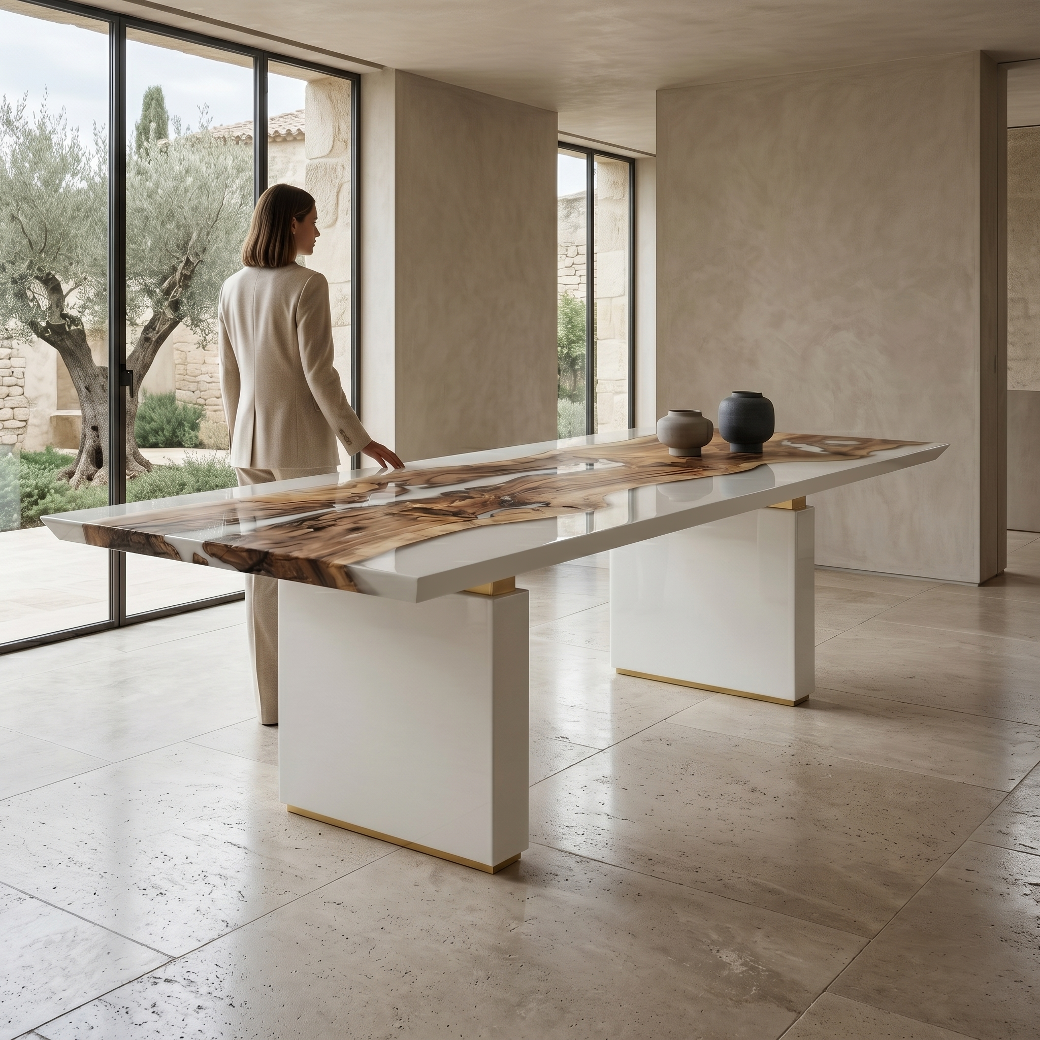 White Morpheus Walnut Dining Table