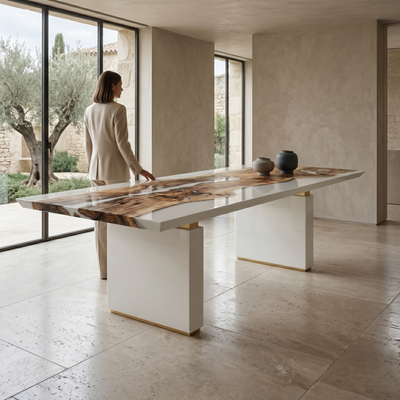 White Morpheus Walnut Dining Table