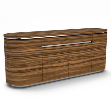 aisa sideboard, sideboard, walnut wood veneer, natural finish, chrome stainless steel base, modern furniture, home decor, storage