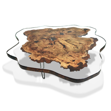 amorphous ashwood coffee table, unique coffee table, stunning coffee table, ash wood coffee table, resin coffee table, ghost white coffee table, glossy coffee table