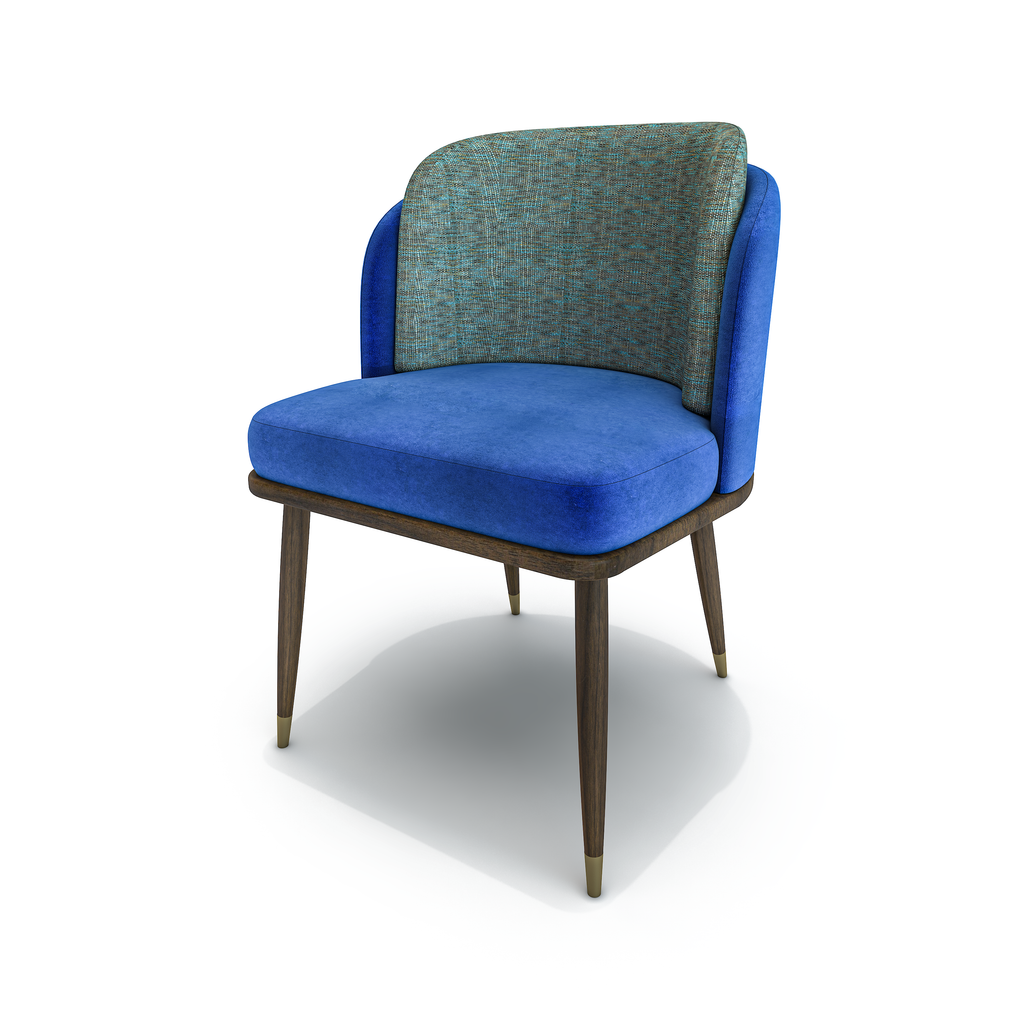 Blue Ariane Walnut Wood Dining Chair - ARDITI COLLECTION®
