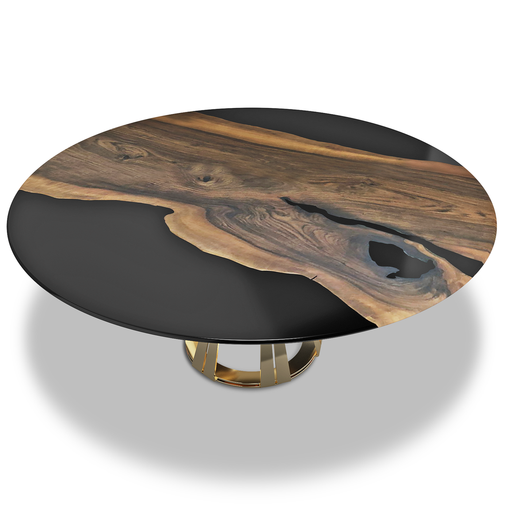 Black Atalante Walnut Wood Round Dining Table - ARDITI COLLECTION®