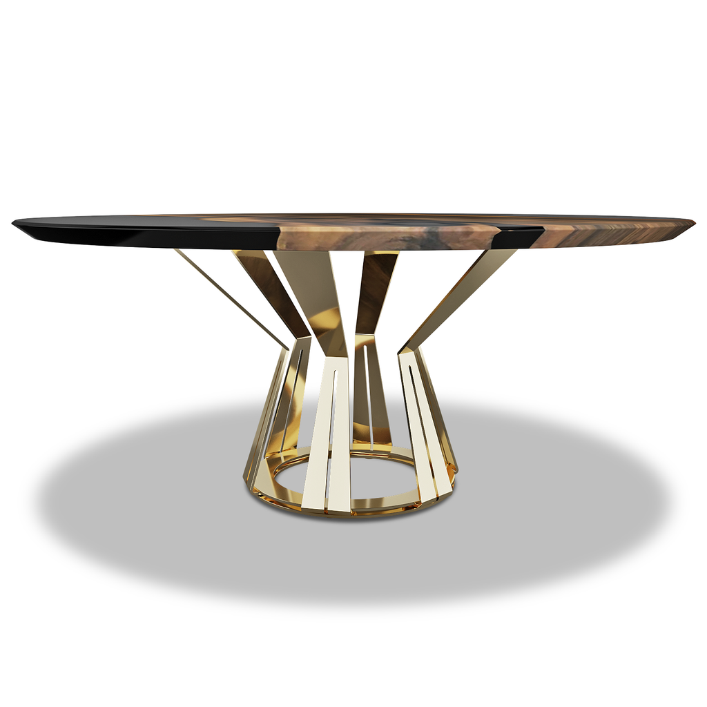 Black Atalante Walnut Wood Round Dining Table - ARDITI COLLECTION®