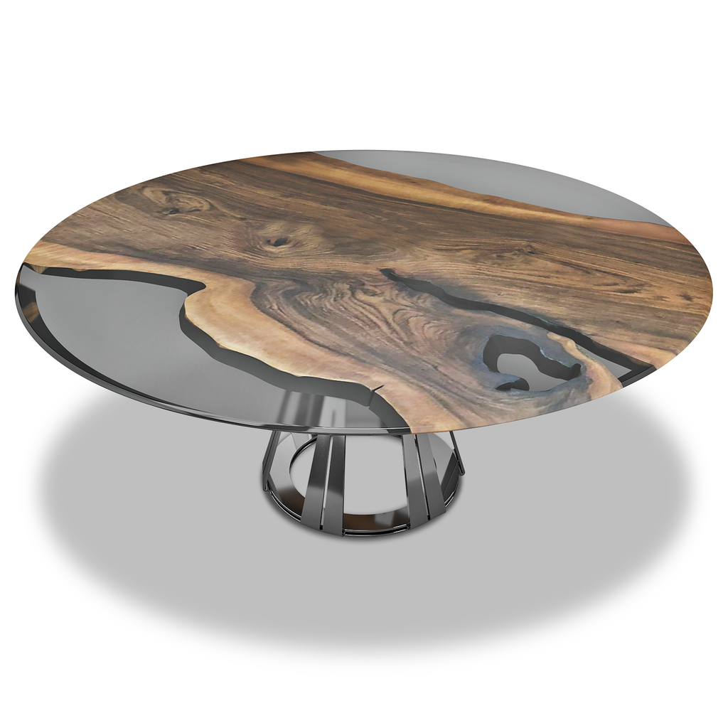 Timberwolf Atalante Walnut Wood Round Dining Table - ARDITI