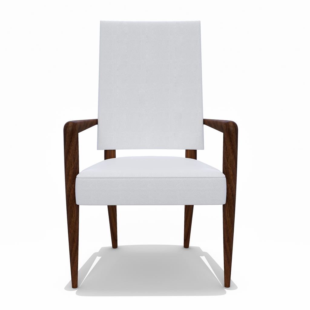 Athamas Walnut Wood White Dining Chair (High Back) - ARDITI