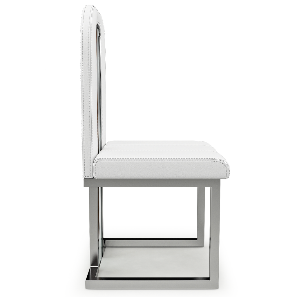 Atrani Dining Chair with white upholstery and chrome frame for stylish dining spaces