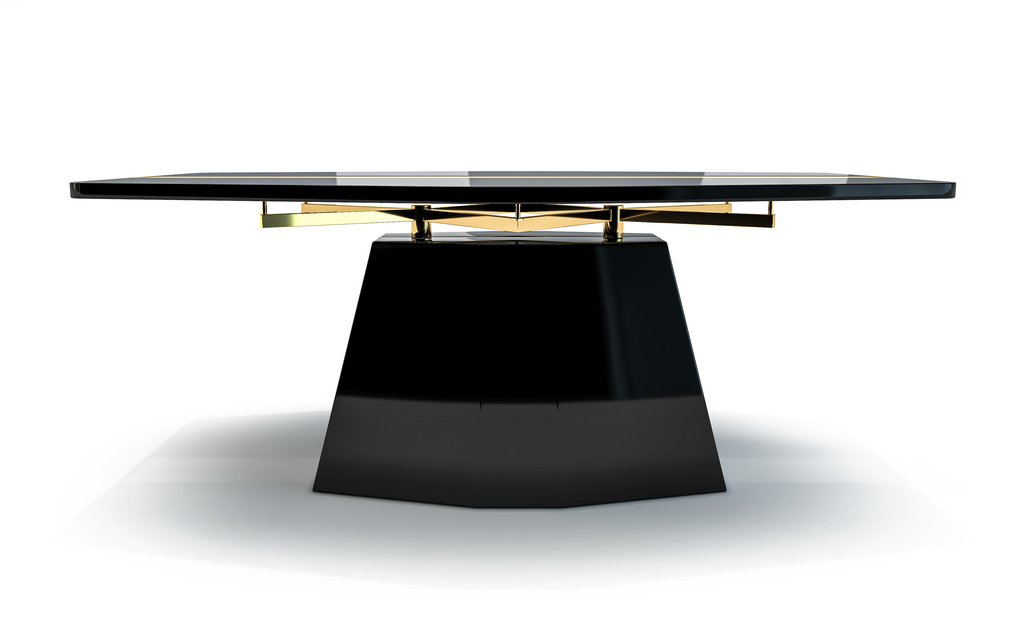 Black Line River Modern Dining Table in black and gold for stylish River Dining Room