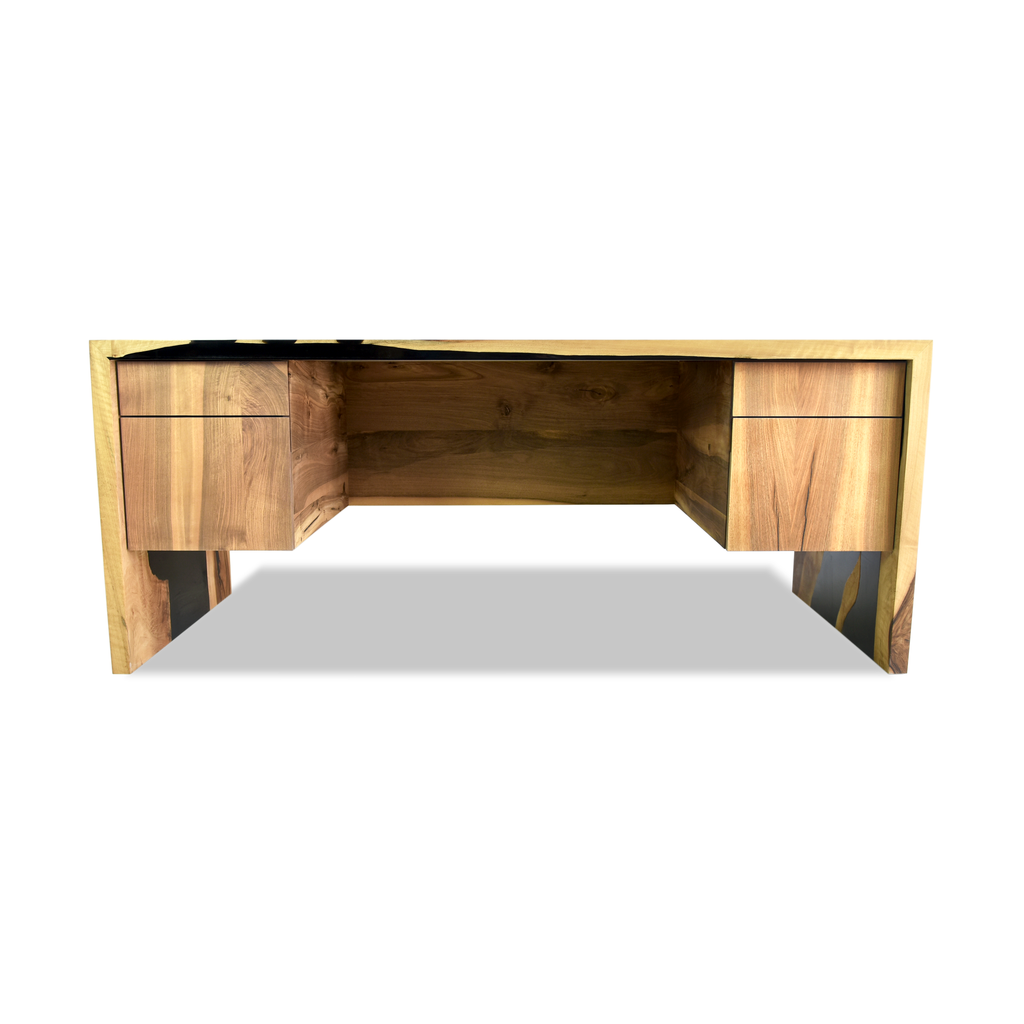 Black Waterfall Walnut Wood Desk - ARDITI COLLECTION®