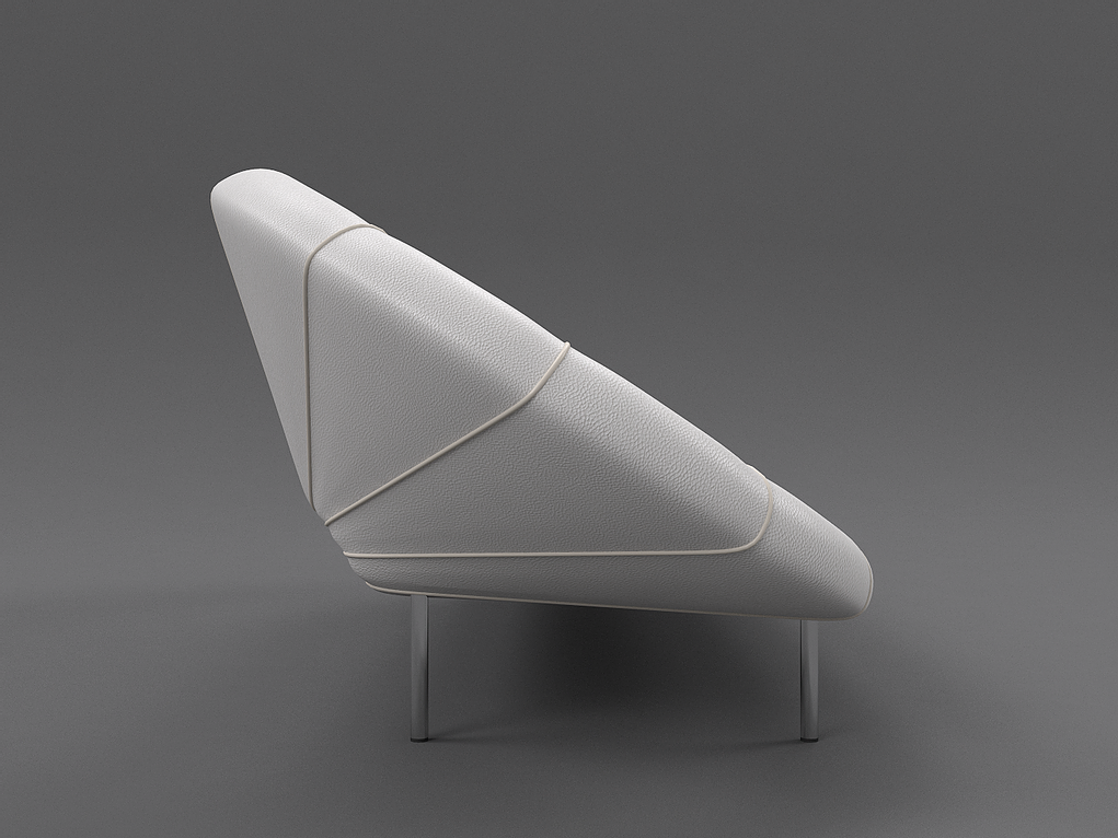 Bloom Modern Sofa: sleek white lounge chair with triangular back and slender legs