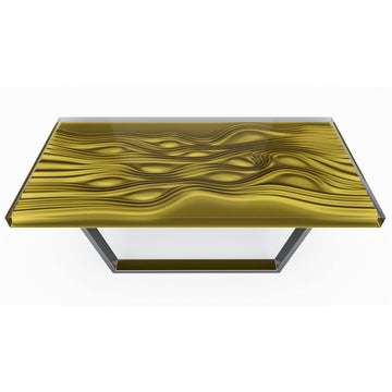 bubbles gold coffee table, modern coffee table, contemporary coffee table, gold bubbles resin coffee table, chrome base coffee table, luxury coffee table