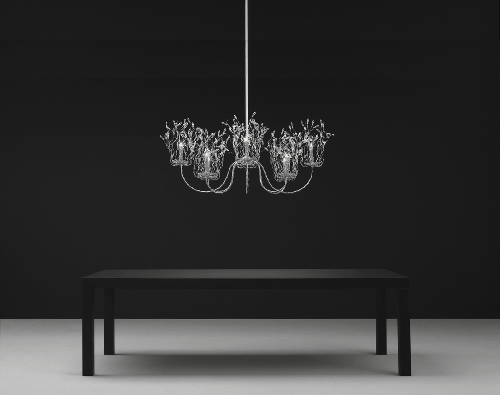 Ornate spirits chandelier oval with multi-arm design and leaf-like accents