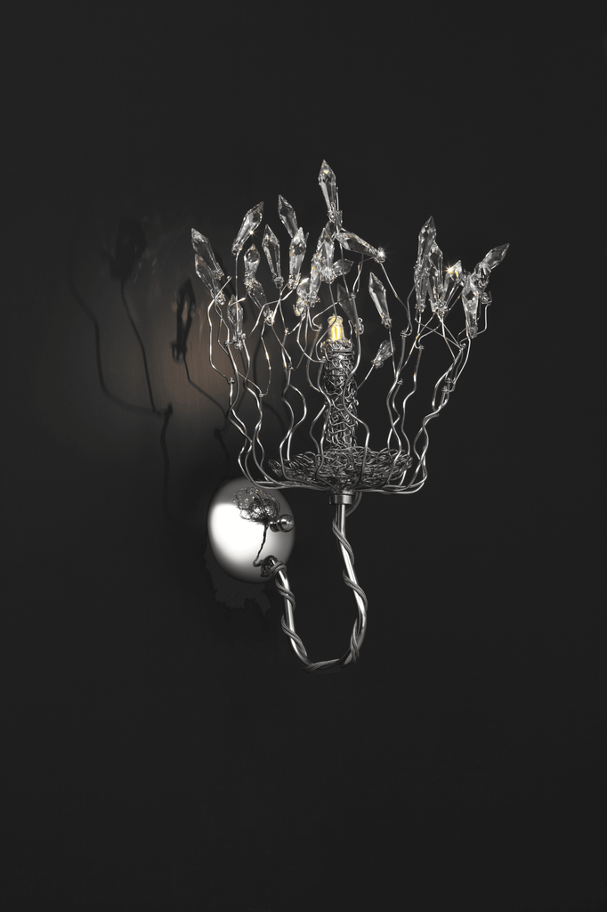 Spirits Wall Lamp with sculpted metal frame and crystal accents, wall lamp decor