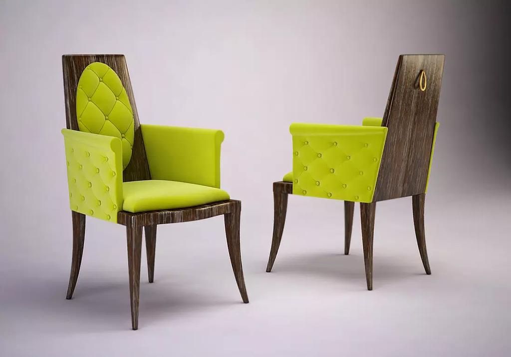 Modern wooden Canvas Chairs with vibrant lime green upholstery for stylish comfort
