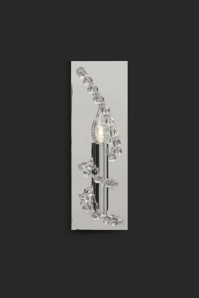 Modern crystal wall sconce with candle-shaped light for Coco Wall Light decor