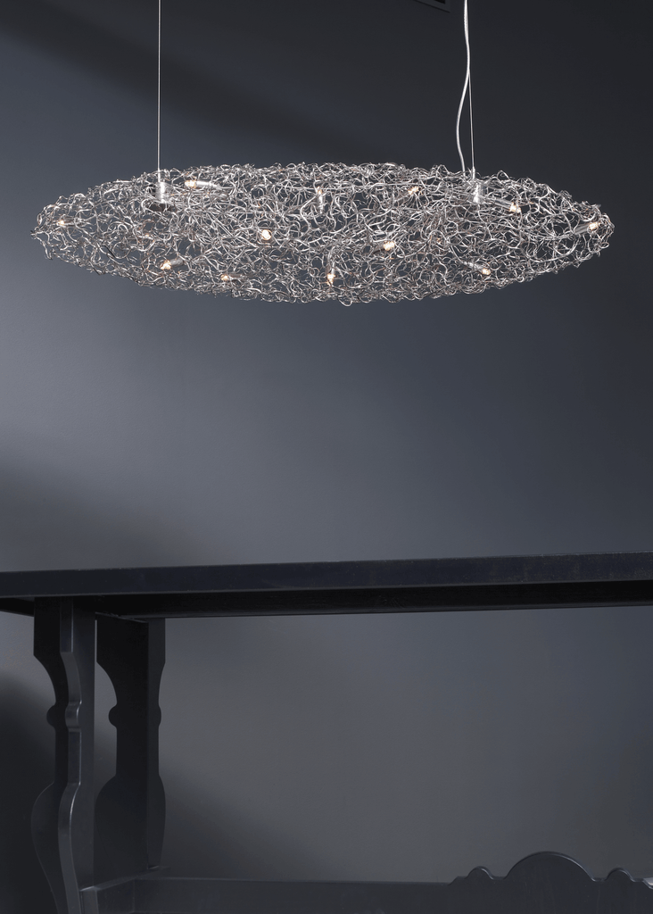 Oval tangled wire mesh chandelier with small lights for Crystal Waters Hanging or Waters Hanging Lamp Cigar