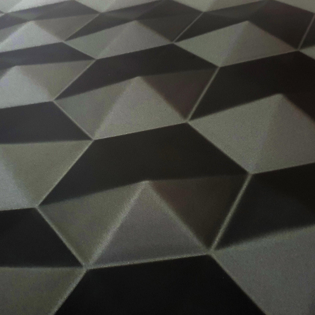 Phebus Diamond Black Coffee Table with geometric triangular pattern floor or wall covering