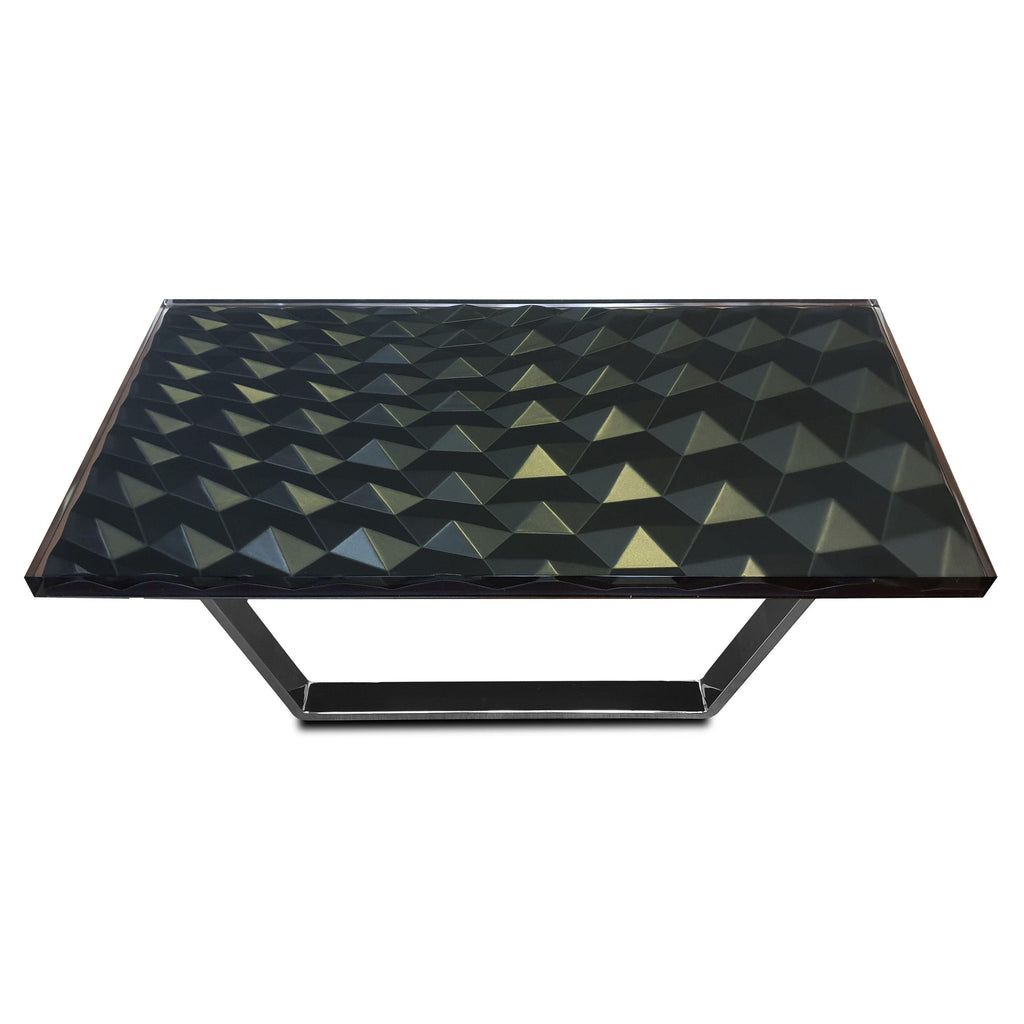 Phebus Diamond Black Coffee Table with geometric patterned top and black metal base