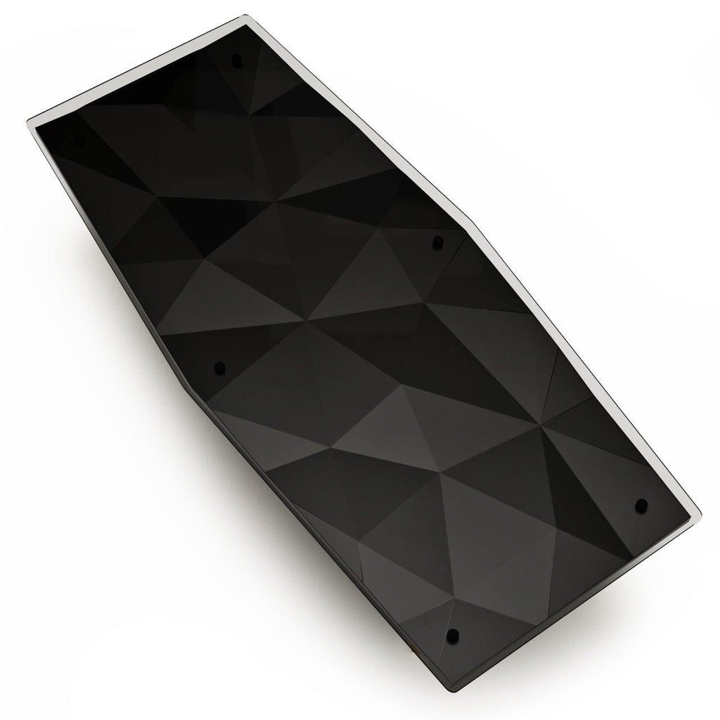 Geometric textured black satin base for Diamond Dining Table with four screw holes