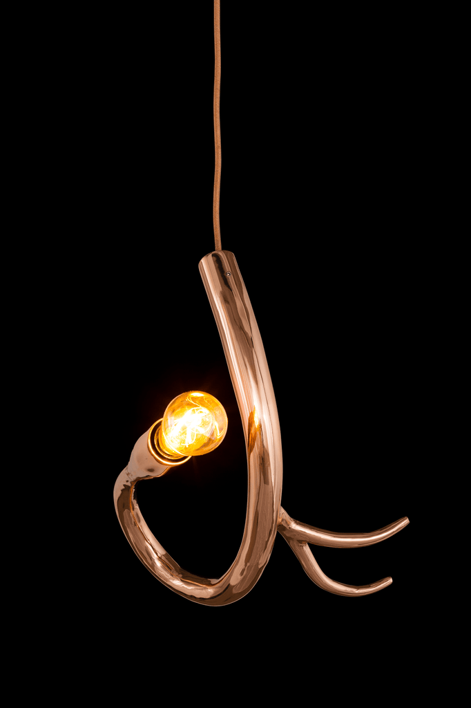 Modern copper pendant light with vintage bulb showcasing the Edisons Tail Element 4