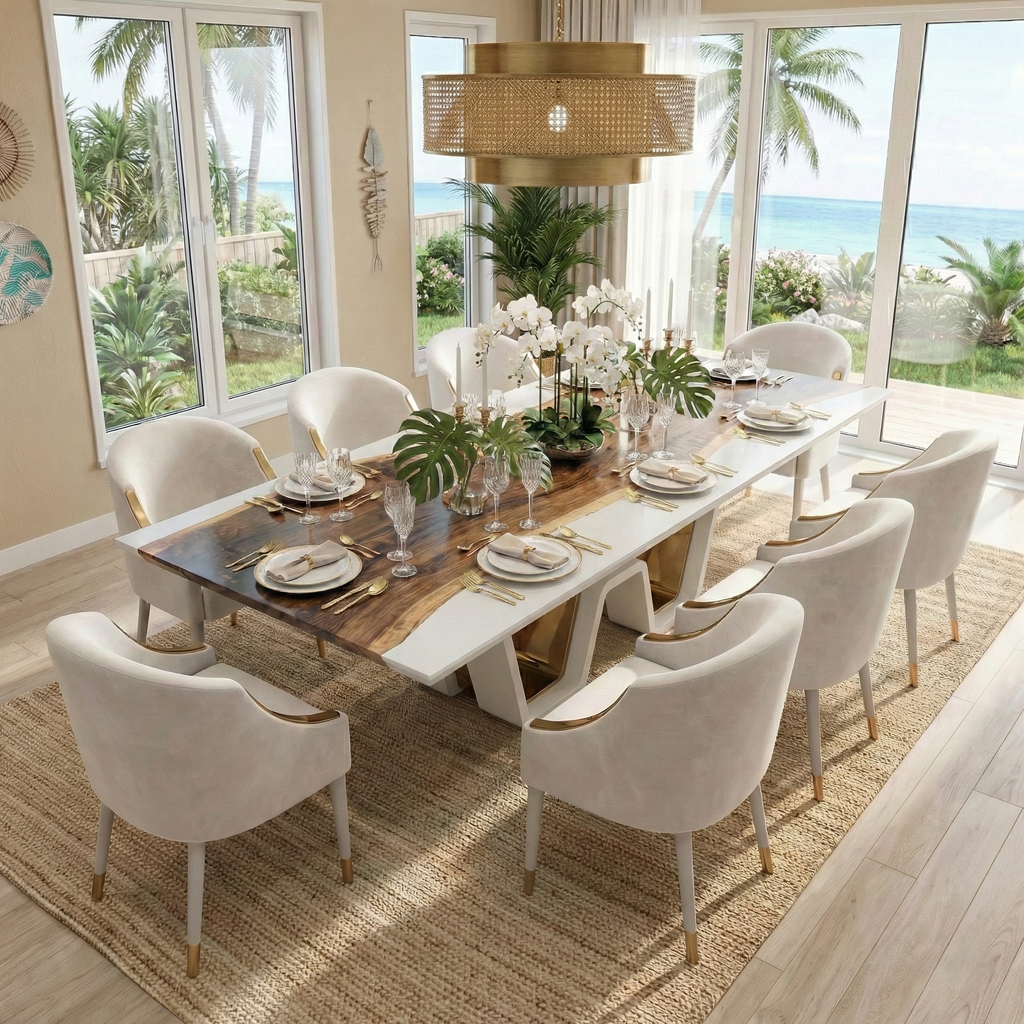 Eldoris Walnut Wood Dining Table Natural Edge – ARDITI COLLECTION