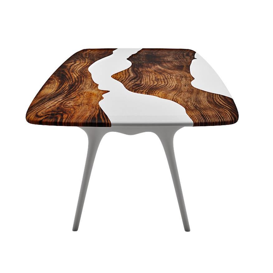 White Elysion Walnut Wood River Dining Table - ARDITI COLLECTION®