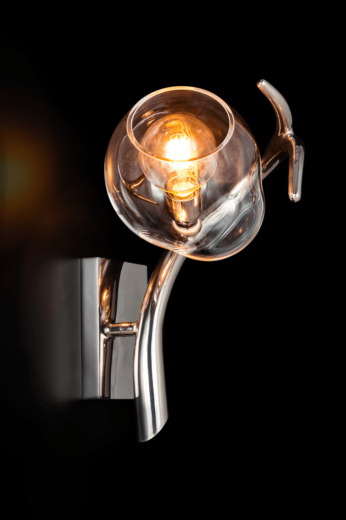 Modern Ersa Wall Lamp with polished chrome base and clear glass globe shade