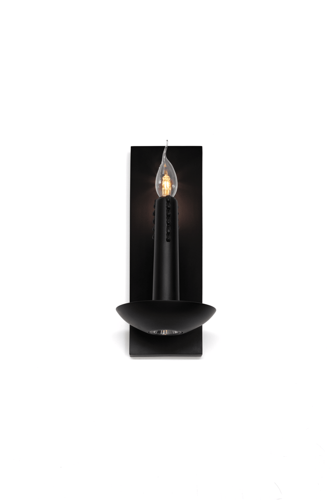 Black floating candles wall lamp with flickering flame-shaped bulb for elegant decor