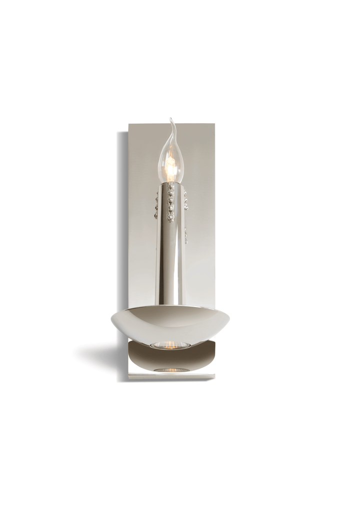 Polished nickel floating candles wall lamp with candle-style light and decorative base