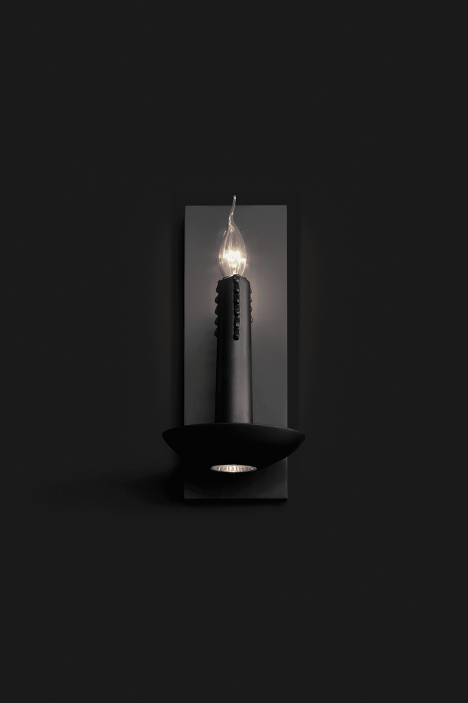 Modern black Floating Candles Wall Lamp with candle-style bulb and integrated downlight
