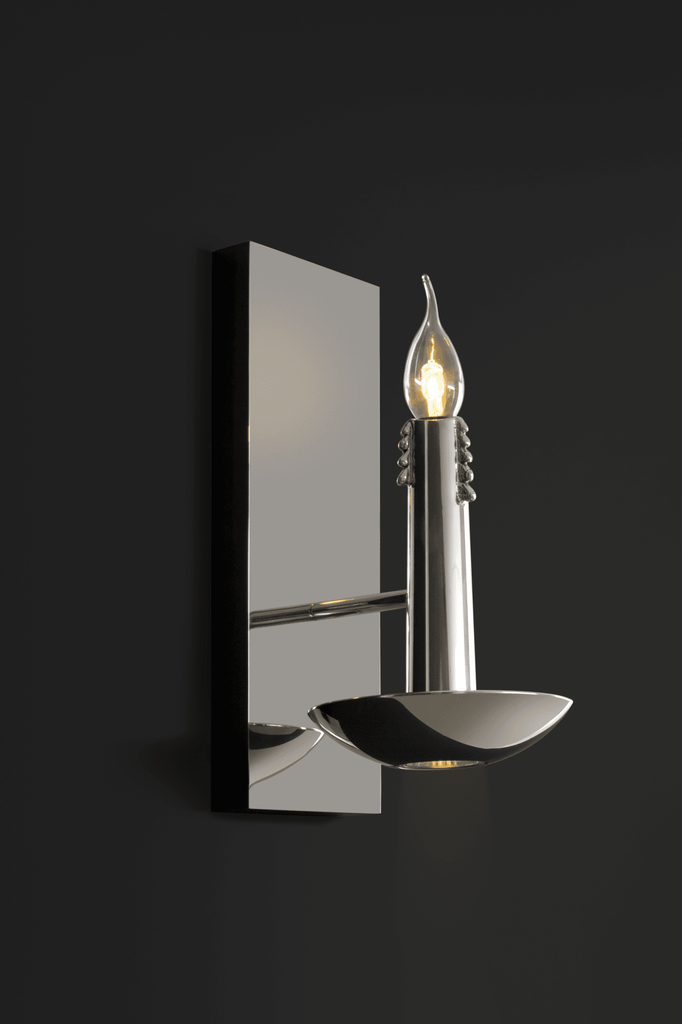 Polished chrome floating candles wall lamp with candle-shaped light bulb for elegant illumination