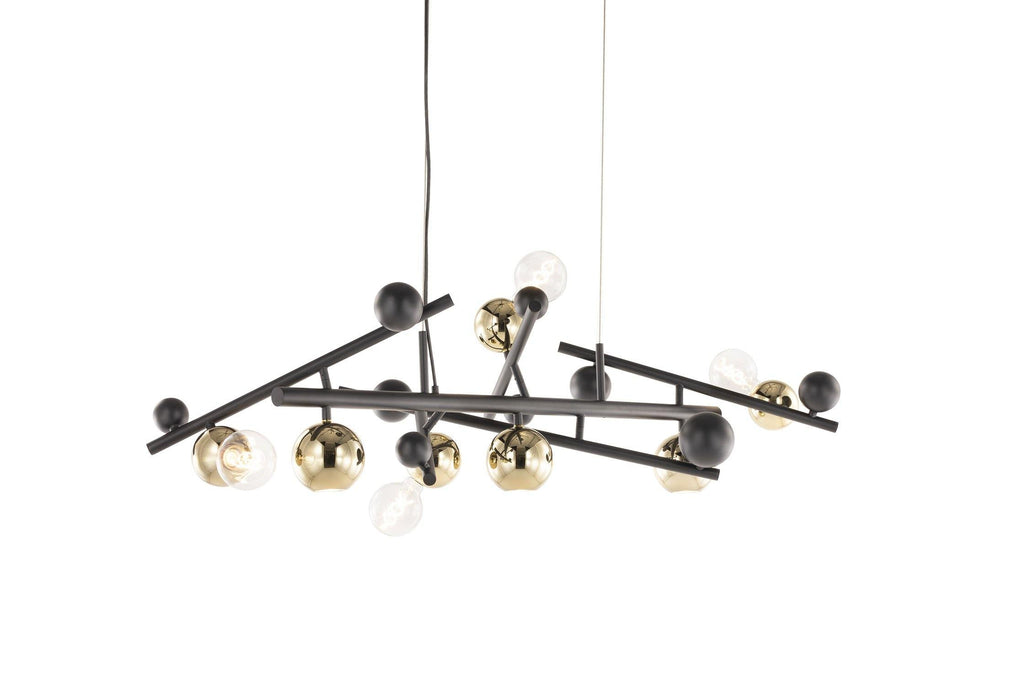 Modern black and gold galaxy hanging lamp with long design and spherical lights