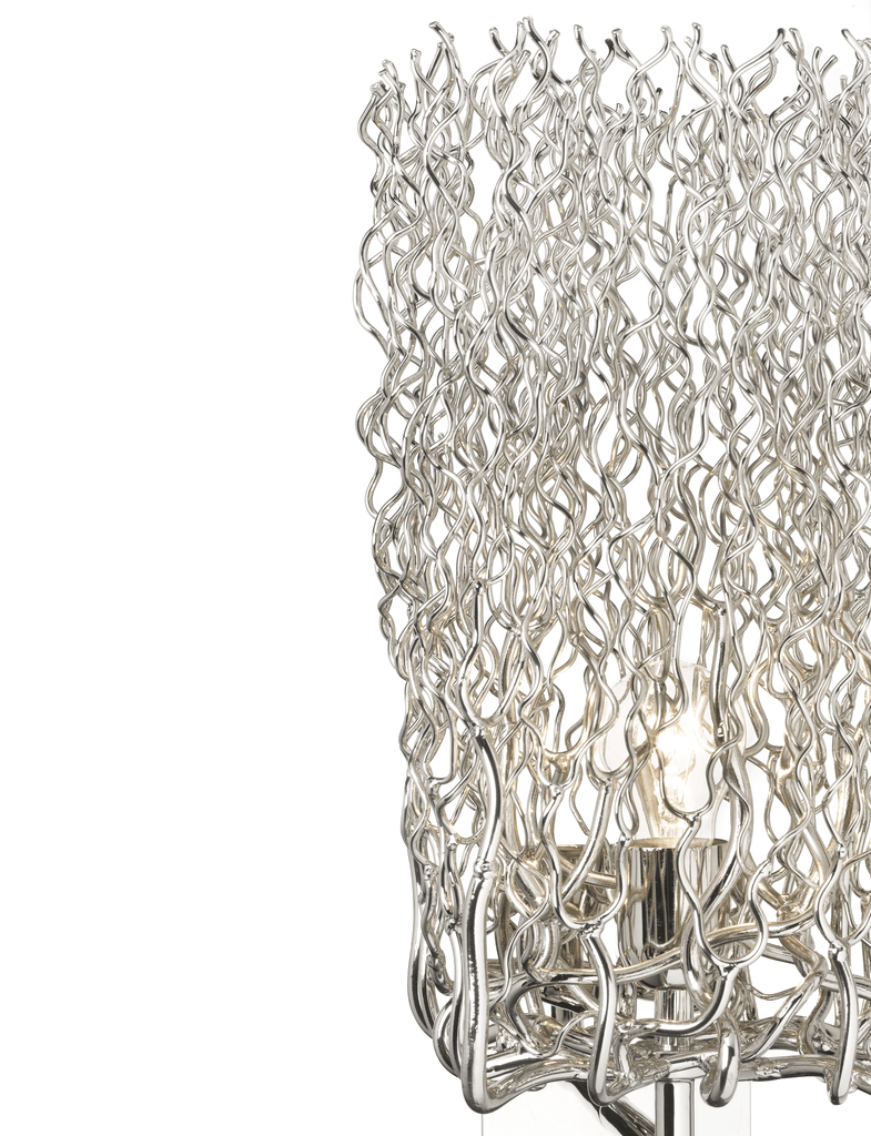 Modern chrome Hollywood Block Wall Lamp with mesh-like interwoven metal shade