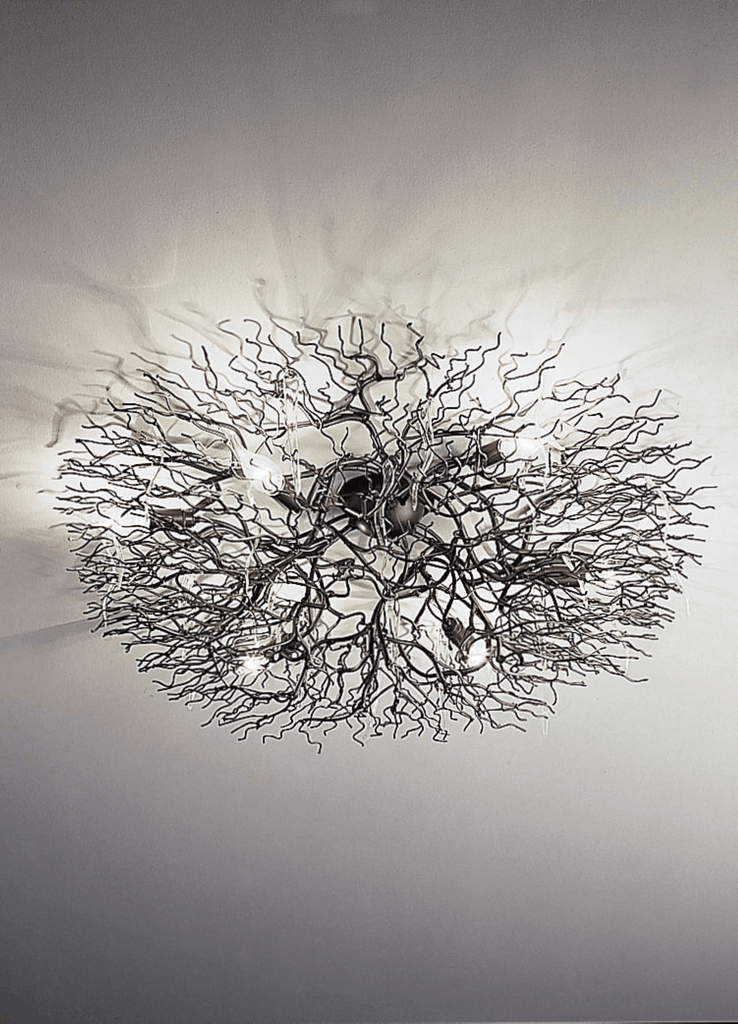 Modern Hollywood Ceiling Lamp Round with branch-like design and multiple bulbs