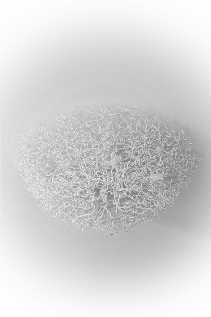 White abstract tangled wire Hollywood ceiling lamp round decorative fixture for modern ceilings