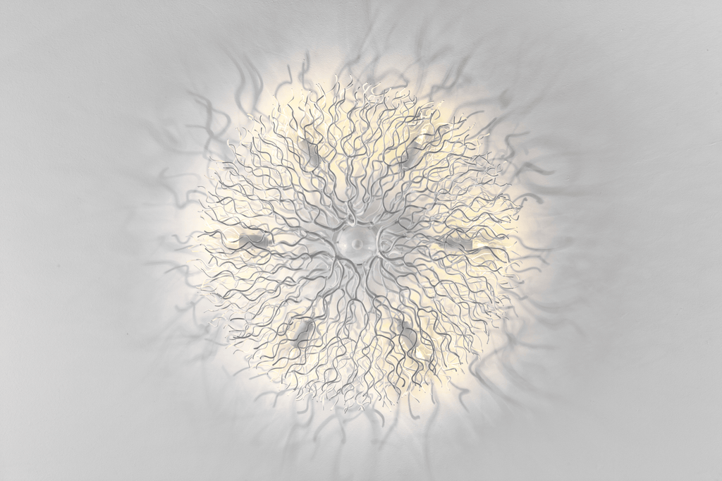 Hollywood ceiling lamp round featuring an ornate circular chandelier with wavy arms